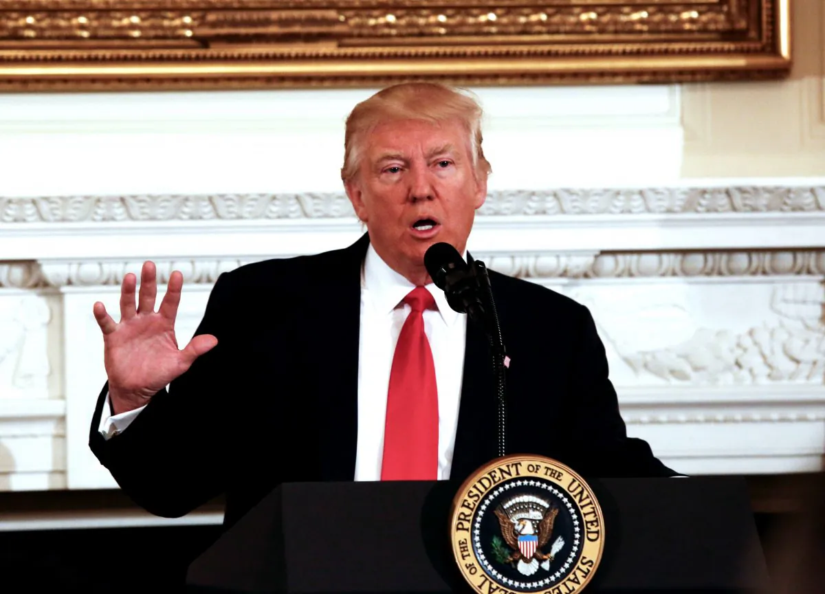 President Donald Trump speaks at the National Governors Association meeting in the State Dining Room of the White House Washington on Feb. 27, 2017. (Aude Guerrucci-Pool/Getty Images)