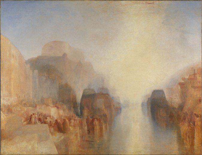 "The Harbor of Brest: The Quayside and Château," ca. 1826–28 by J.M.W. Turner. Oil on canvas, 68 inches by 88 inches, Tate; Accepted by the nation as part of the Turner Bequest 1856 (Tate, London)