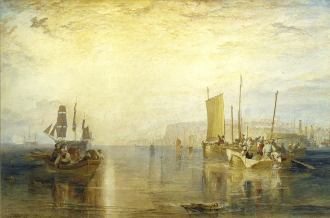 "Sun-Rise: Whiting Fishing at Margate, for Marine Views," 1822, by J.M.W. Turner. Watercolor on paper, 16 3/4 inches by 25 1/2 inches, Private collection. (Courtesy of The Frick Collection)
