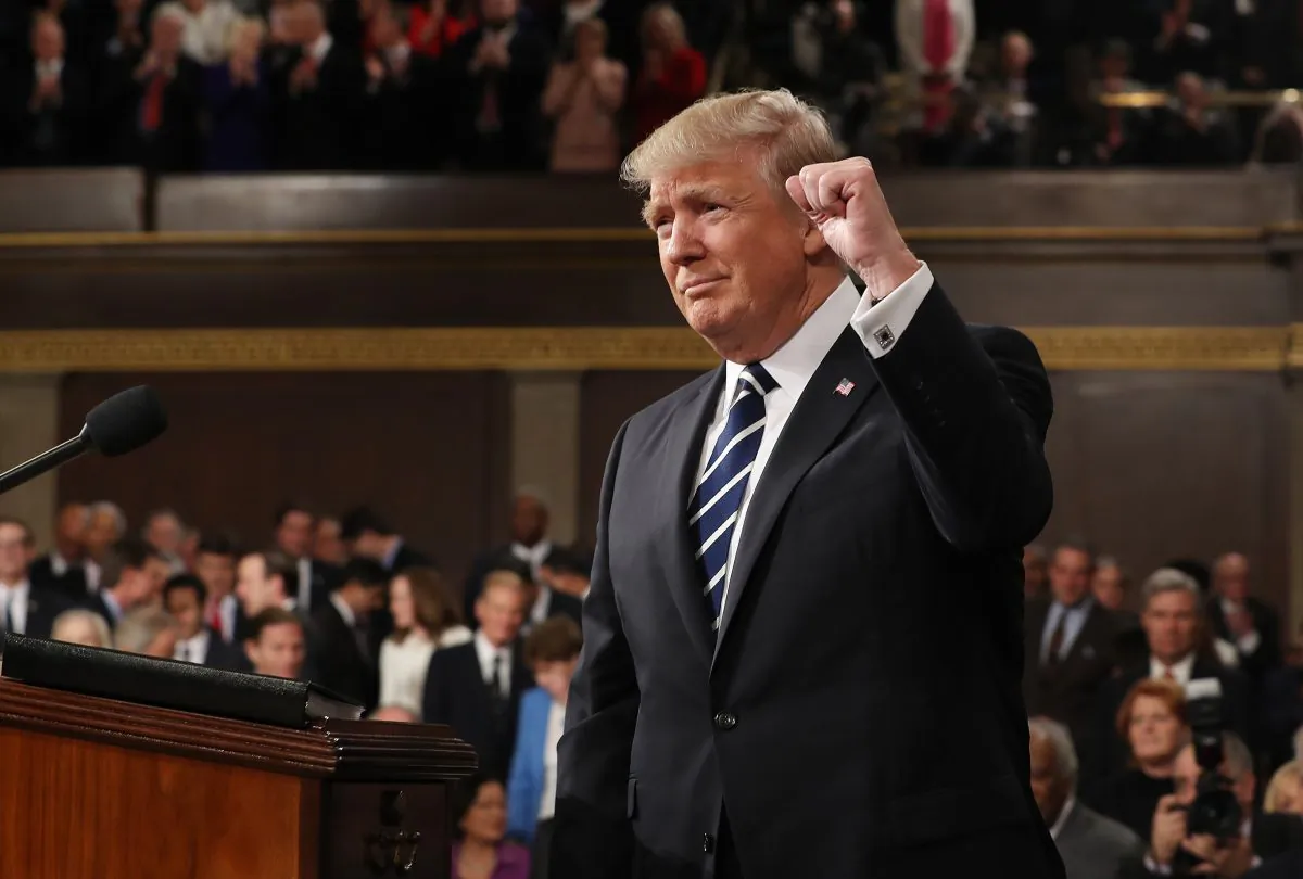President Donald Trump arrives to deliver an address to a joint session of the U.S. Congress in the House chamber of the U.S. Capitol in Washington on Feb. 28, 2017. (Jim Lo Scalzo - Pool/Getty Images)