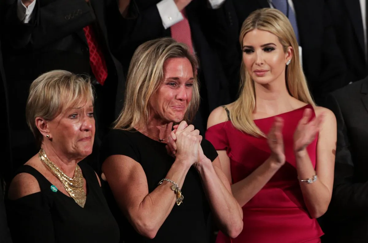 Widow of Fallen Navy Seal, Senior Chief William Owens, Carryn Owens and Ivanka Trump attend a joint session of the U.S. Congress with U.S. President Donald Trump in the House chamber of  the U.S. Capitol in Washington on Feb. 28, 2017. (Alex Wong/Getty Images)