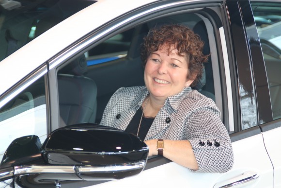 Samantha Mesrobian at the wheel of her 2017 Chevrolet Bolt EV Premier (Courtesy of David Taylor)