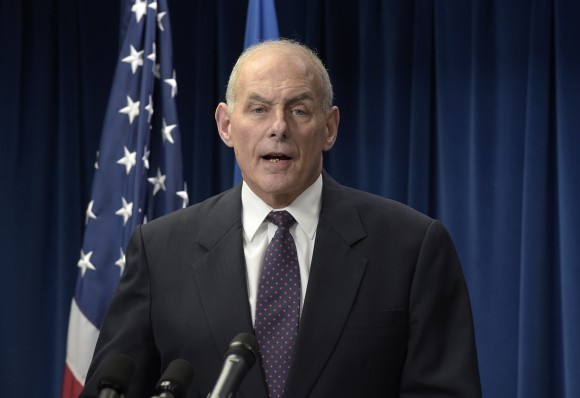 Homeland Security Secretary John Kelly makes a statement on issues related to visas and travel at the U.S. Customs and Border Protection office in Washington on March 6, 2017. (AP Photo/Susan Walsh)