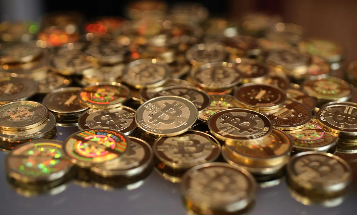 A pile of bitcoins. (George Frey/Getty Images)