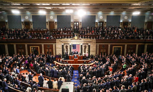 President Donald Trump arrives to address a joint session of Congress on Feb. 28. His first address to a particularly divided Congress focused on a message of unity. (Chip Somodevilla/Getty Images)