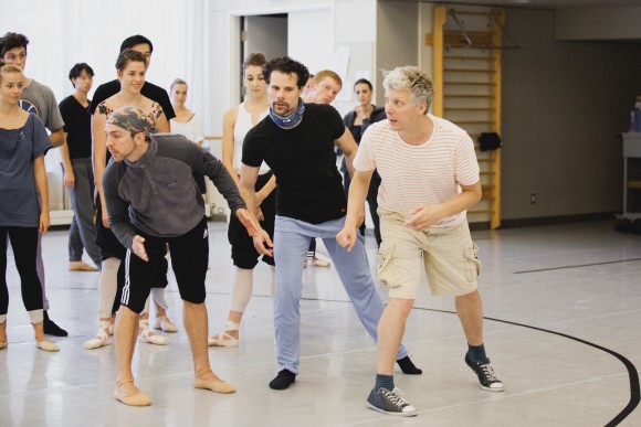 Dylan Tedaldi, Piotr Stanczyk, and Will Tuckett with artist of the Ballet in rehearsal for "Pinocchio." (Karolina Kuras)