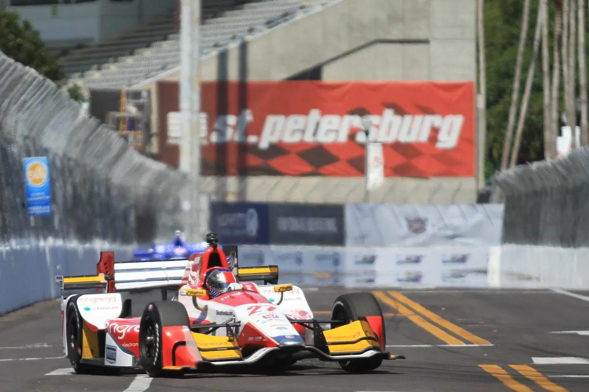 Marco Andretti in the #27 Andretti Autosports Dallara-Honda was quickest in the first IndyCar practice session, preparing for the 2017 Firestone Grand Prix of St. Petersburg. (Chris Jasurek/Epoch Times)