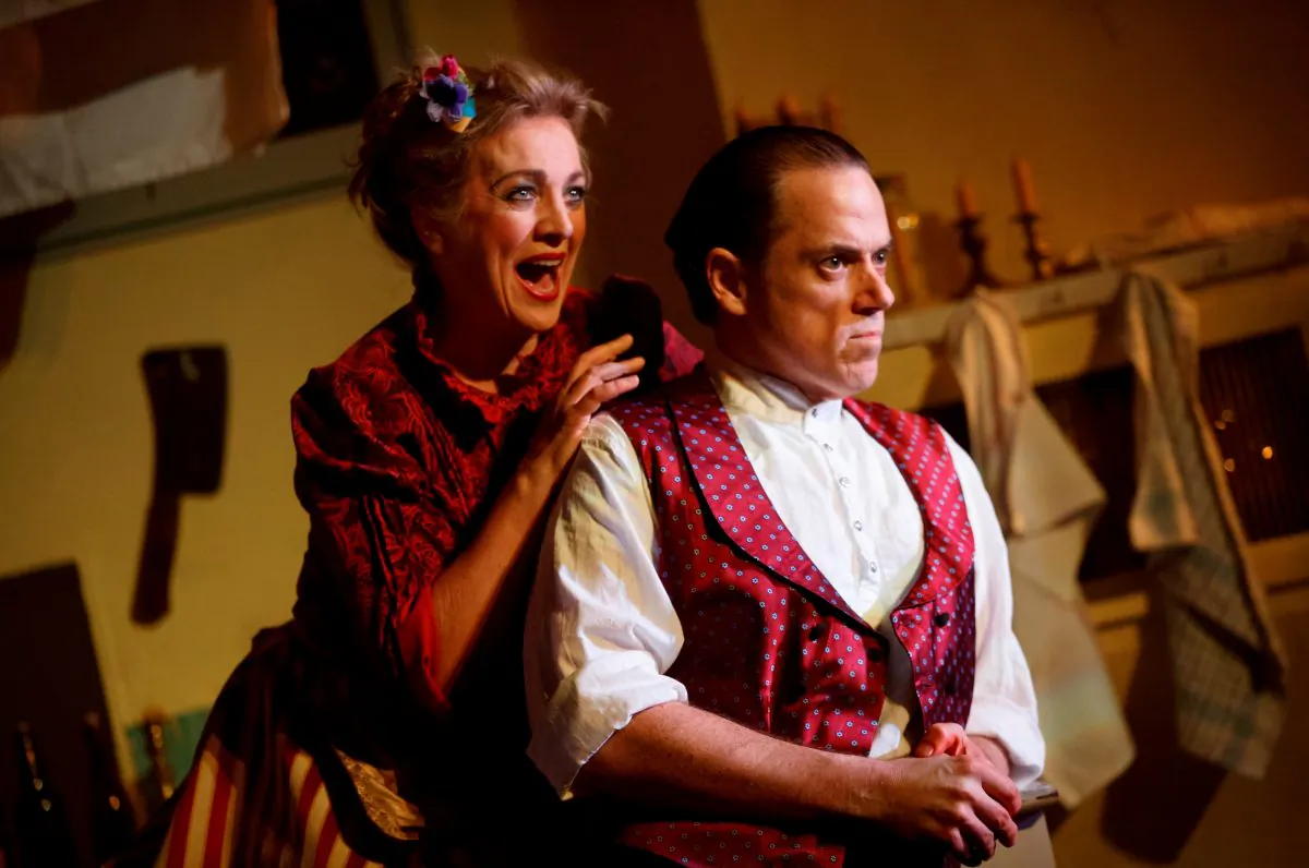 Mrs. Lovett (Siobhan McCarthy) and Sweeney Todd (Jeremy Secomb), in “Sweeny Todd: The Demon Barber of Fleet Street.” (Joan Marcus)