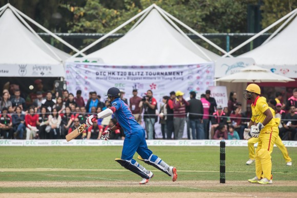 Marlon Samuels keeps the score rolling for Kowloon Cantons in the final of the T20 Blitz in Hong Kong on Sunday March 12, 2017. (Dan Marchant).