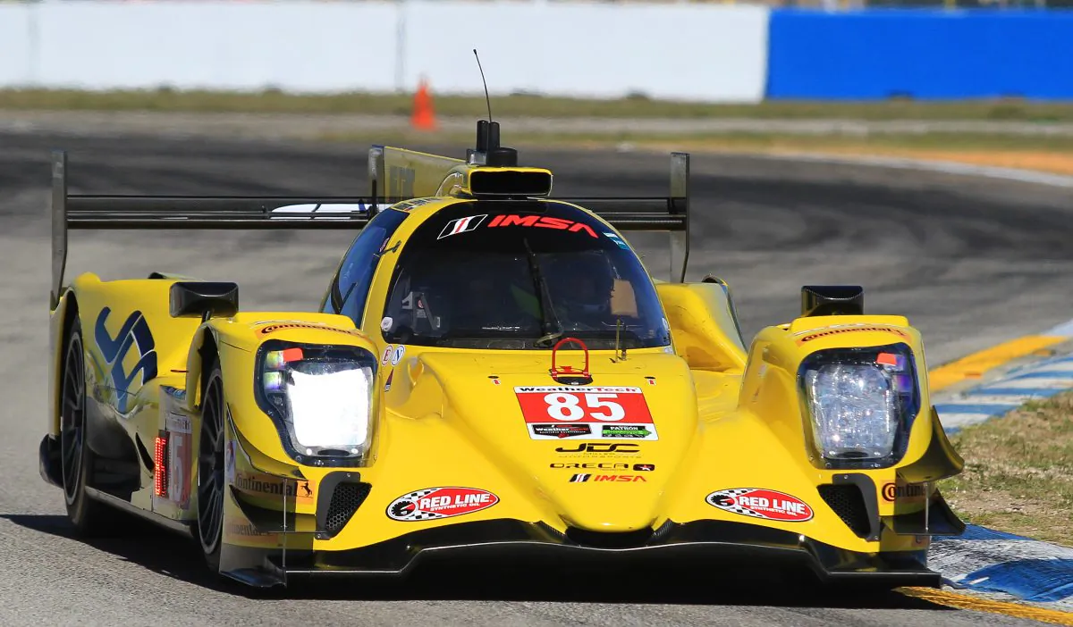 Stephen Simpson in the #85 JDC-Miller Oreca set the fastest lap of the first practice session for the IMSA WeatherTech Mobil 1 Twelve Hours of Sebring, March 16, 2017. (Chris Jasurek/Epoch Times)