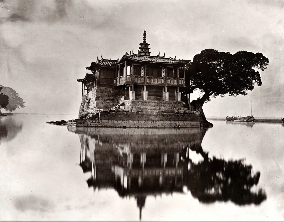 "Island Pagoda," from the book, "Foochow and the River Min," circa 1873, by John Thomson. Carbon print. (Courtesy of Stephan Loewentheil Historical Photography of China Collection)