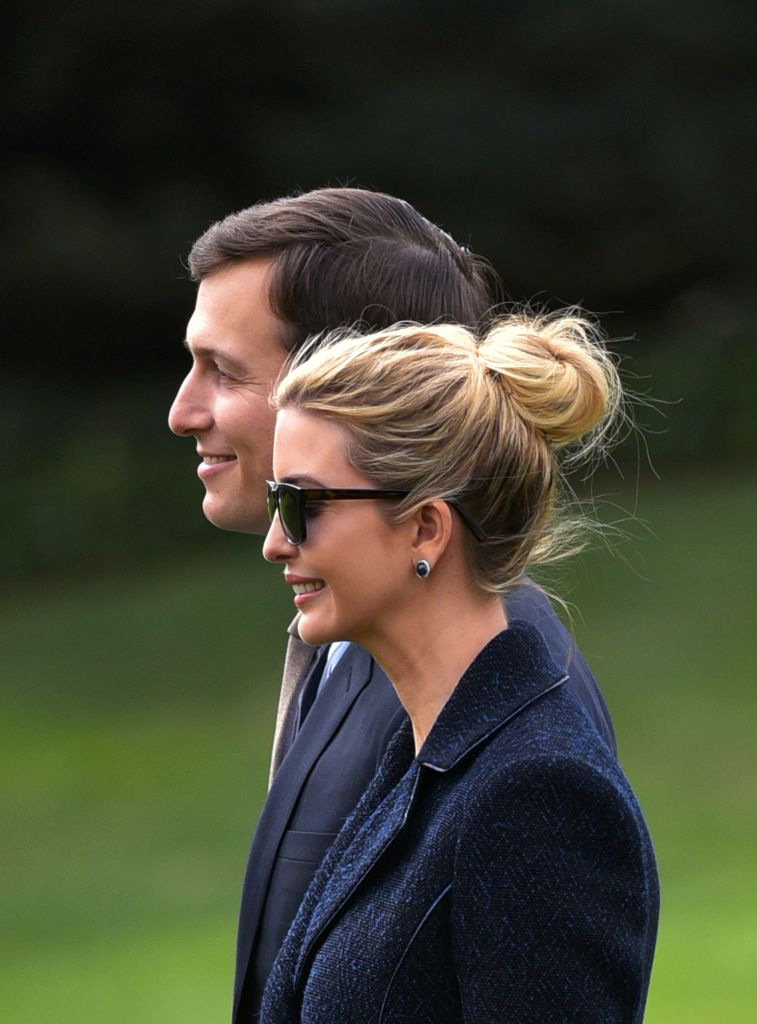 Jared Kushner (L) with his wife Ivanka Trump to board Marine One at the White House in Washington on March 3, 2017. (MANDEL NGAN/AFP/Getty Images)