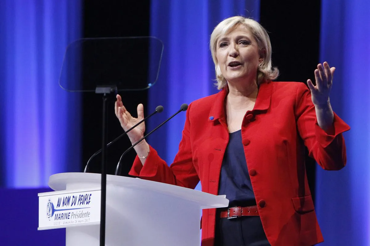 National Front candidate for the presidential election Marine Le Pen during a meeting in Lille, northern France, on March 26, 2017. (Michel Spingler/AP Photo)