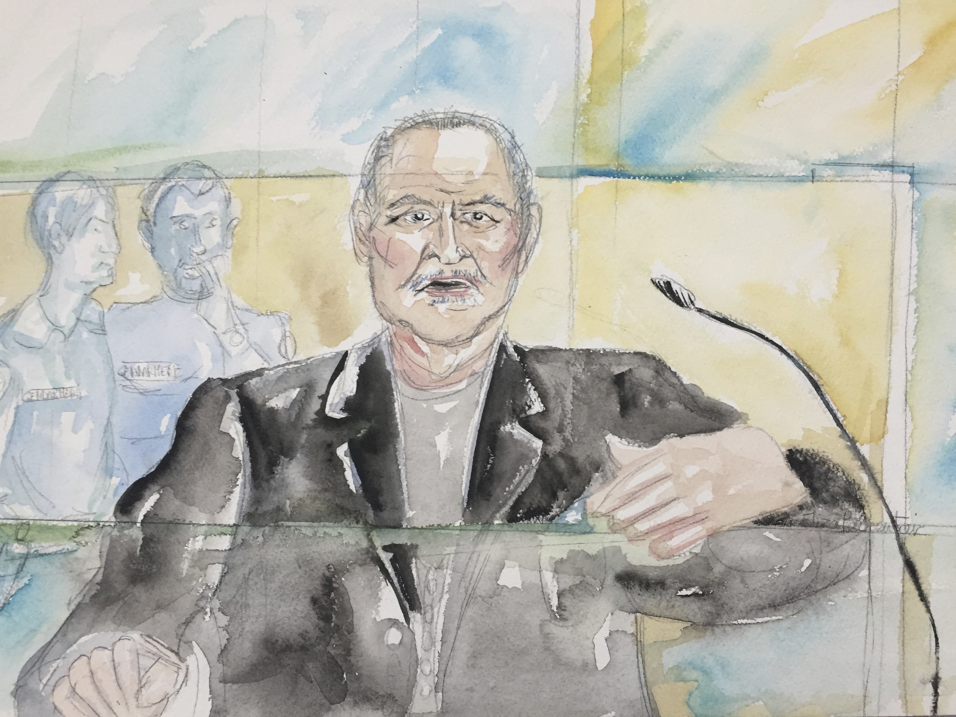 Venezuelan-born Ilich Ramirez Sanchez known as "Carlos the Jackal" during his trial at a Paris courthouse, France. (Eliza Parmentier via AP)