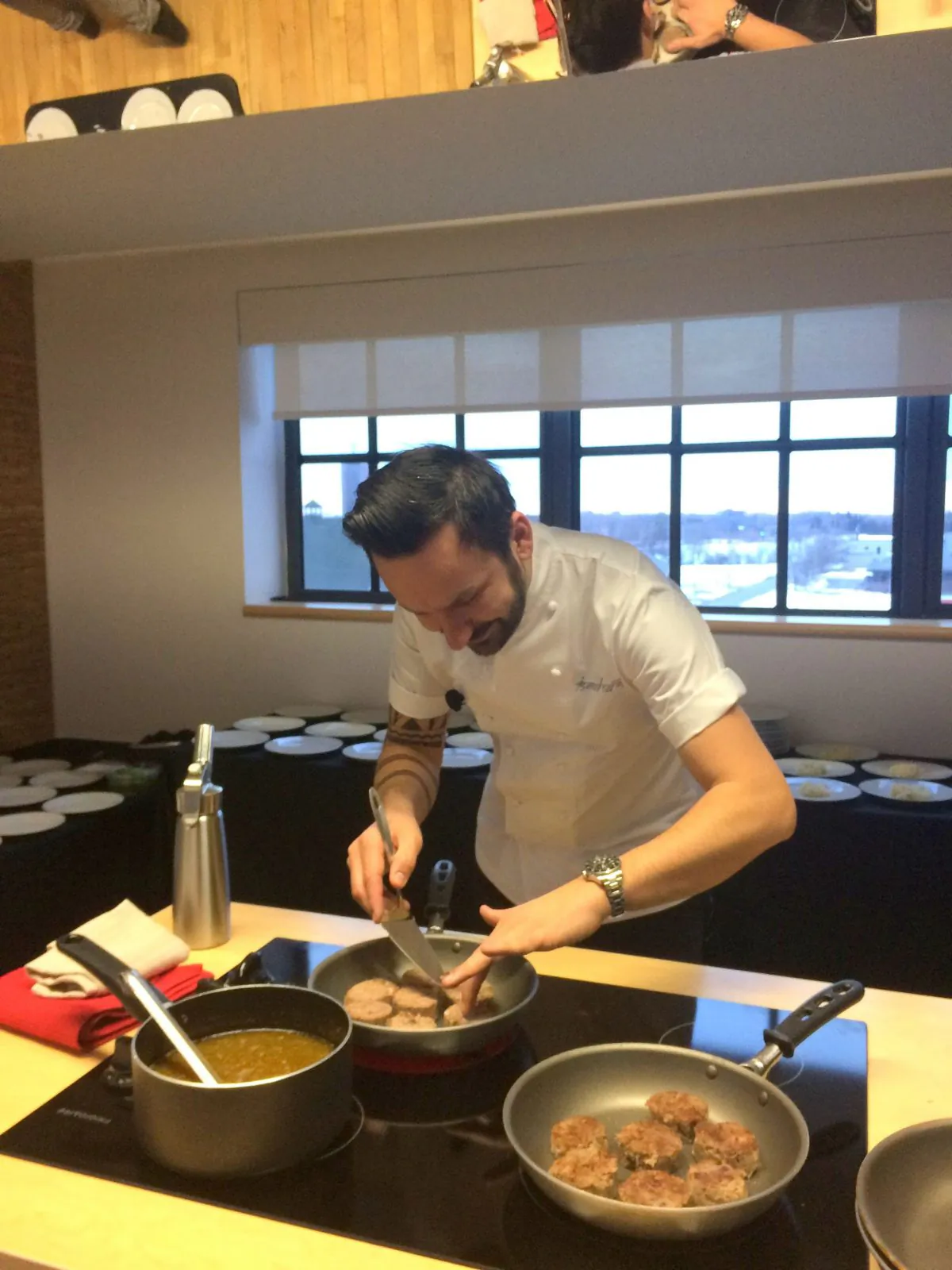 Chef Ismet Saz prepares lamb patties at Turkish Cuisine Night, the first in a monthly series called Global Tastes International being held at the Agriculture and Food Museum in Ottawa in honour of Canada’s sesquicentennial. (Philippe St-Jean)