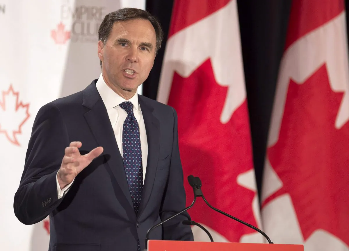 Finance Minister Bill Morneau addresses The Canadian Club of Toronto and The Empire Club regarding Budget 2017 in Toronto on March 24, 2017. (The Canadian Press/Frank Gunn)