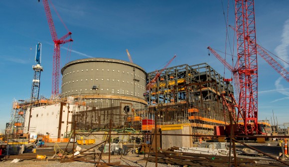 The Voglte Unit 3 nuclear island and turbine building are seen during their construction by primary contactor Westinghouse, a business unit of Toshiba, near Waynesboro, Georgia. (Georgia Power/Handout via REUTERS)