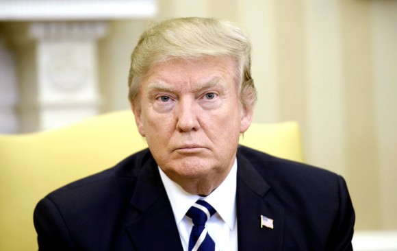 President Donald Trump looks at the White House in Washington on April 3, 2017. (Olivier Douliery-Pool/Getty Images)