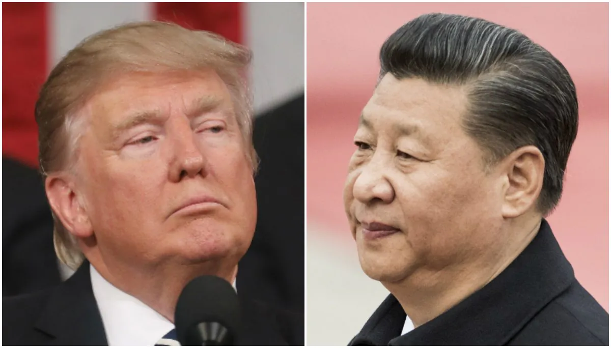 President Donald Trump speaks at a rally in Nashville, Tenn., on March 15, 2017; Xi Jinping attends a welcome ceremony with Serbian President Tomislav Nikolic at the Great Hall of the People in Beijing on March 30, 2017. ( Andrea Morales/Getty Images; FRED DUFOUR/AFP/Getty Images)