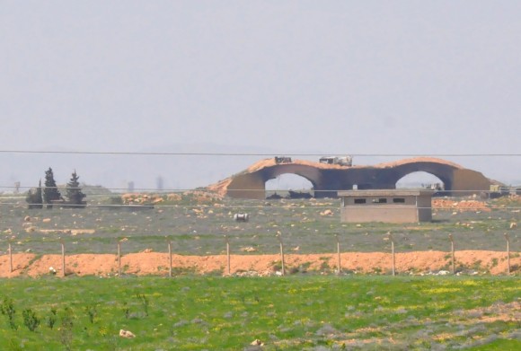 A picture taken on April 7, 2017 shows a view of the damaged Shayrat ("ash-Shairat") airfield at the Syrian government forces military base targeted earlier overnight by US Tomahawk cruise missiles, southeast of the central and third largest Syrian city of Homs. (STRINGER/AFP/Getty Images)