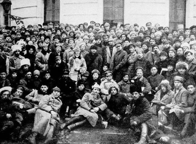 Lenin and other communist leaders with Red Army soldiers who participated in crushing the anti-Bolshevik Kronshtadt uprising. (Leon Leonidov)