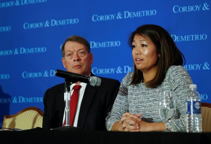 Crystal Dao Pepper, daughter of Dr. David Dao, speaks during a news conference at Union League Club in Chicago, Ill., on April 13, 2017. (REUTERS/Kamil Krzaczynski)