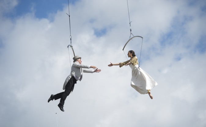 Artists perform during the opening of the International Garden Exhibition 2017 at the Gärten der Welt in Berlin on April 13, 2017. (Steffi Loos/AFP/Getty Images)