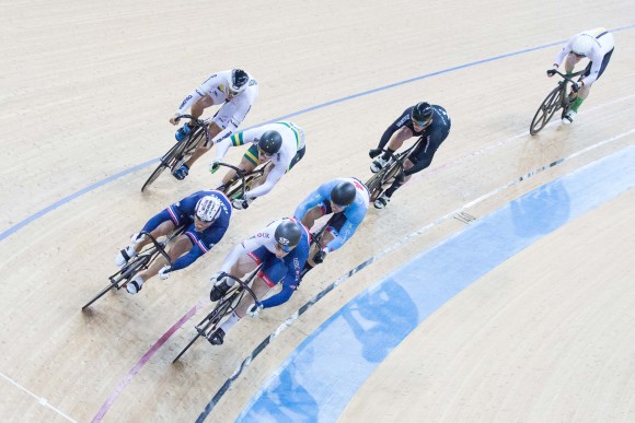 Men's Kirin qualifier in the 2017 UCI Indoor Cycling World, Championship in Hong Kong. (Dan Marchant)