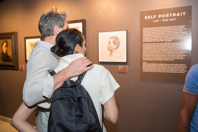 Artists and guests attend the opening reception for Self Portrait presented by Eleventh Street Arts in collaboration with the Grand Central Atelier in Long Island City in New York on April 20, 2017. (Benjamin Chasteen/Epoch Times)