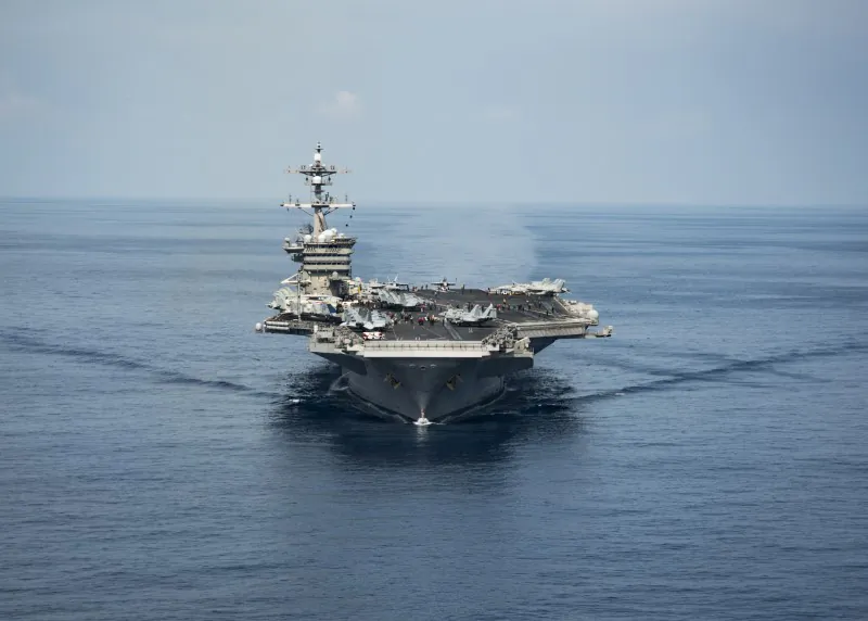 The aircraft carrier USS Carl Vinson transits the South China Sea while conducting flight operations on April 9, 2017. (Z.A. Landers/Courtesy U.S. Navy/Handout via Reuters)