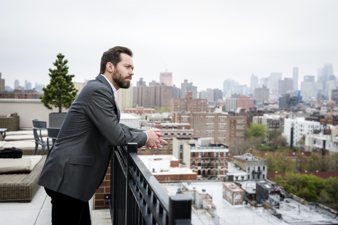 Opera singer Darren Chase on a rooftop in Manhattan, New York, on April 21, 2017. (Samira Bouaou/The Epoch Times)