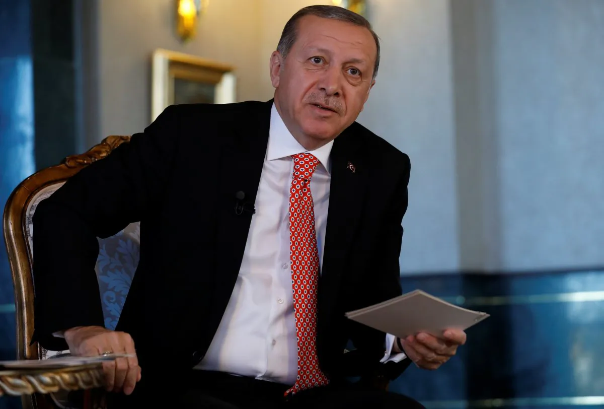 Turkish President Tayyip Erdogan attends an interview with Reuters at the Presidential Palace in Ankara, Turkey on April 25, 2017. (Reuters/Umit Bektas)