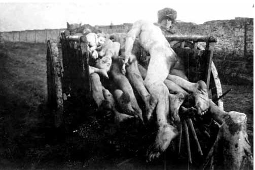 Corpses of Ukrainian famine victims in transit to cemetery. (Public Domain)