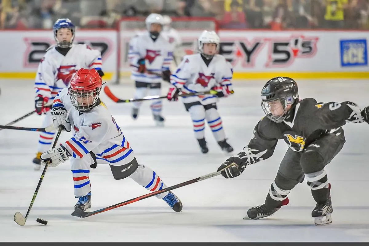 Beijing-Galaxy-Whalers (white) win against Beijing-Little-Wolves in the Mini-Squirt-A Final at the Mega Ice Hockey 5's on Saturday April 29, 2017. (Mega Ice)