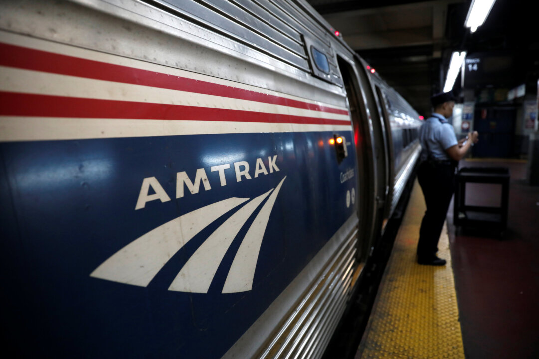 An Amtrak passenger train sits in New York City's Pennsylvania Station on April 27, 2017. (Mike Segar/Reuters)