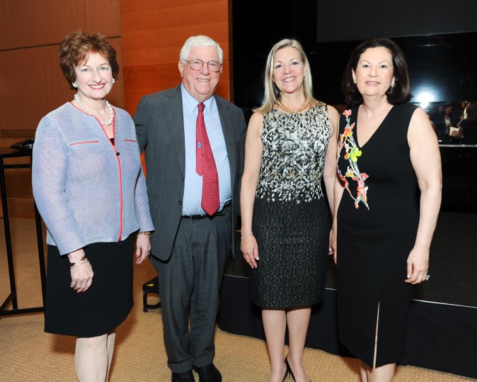 Doyle Auctions, Kathleen Doyle, Former Lt Governer of New York, Richard Ravitch, Ellie Johnson, and Candace Adams at the celebration of the opening of Berkshire Hathaway HomeServices New York Properties hosted at the Four Seasons Hotel New York on April 26, 2017. (Courtesy of Rommel Demano for BFA)