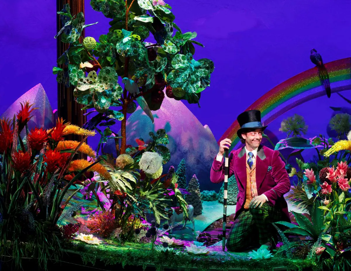 The opening number with Christian Borle as Willie Wonka is a highlight of the new musical ‘Charlie and the Chocolate Factory.’ (Joan Marcus)