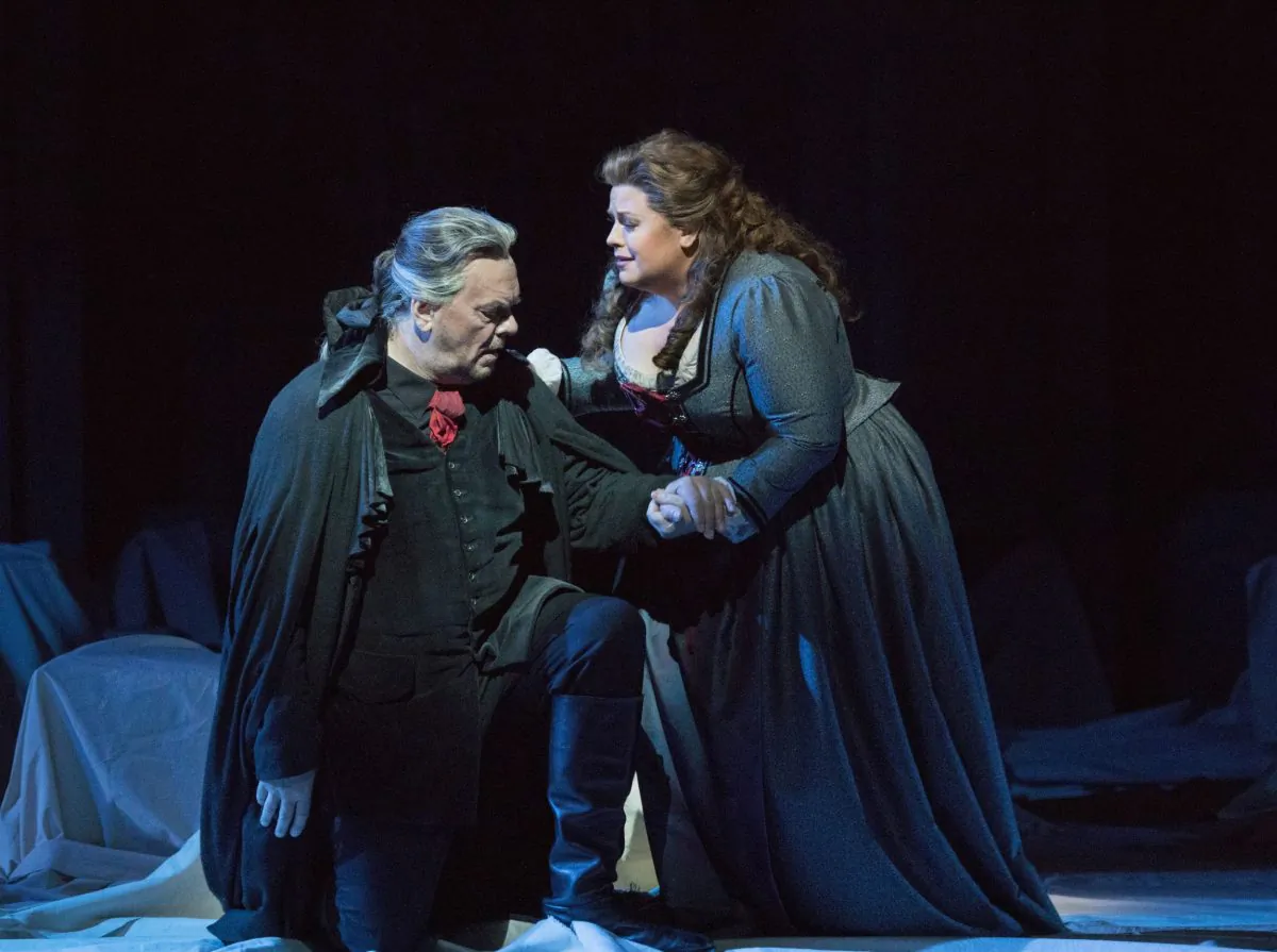 Michael Volle as Holländer and Amber Wagner as Senta in Wagner's Der Fliegende Holländer. (Richard Termine/Metropolitan Opera(