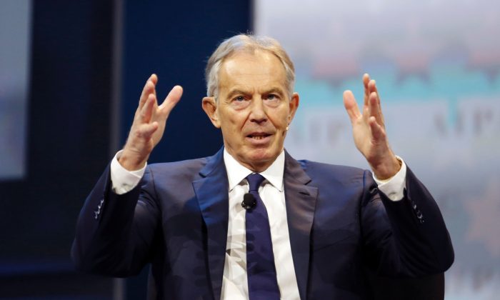 Former British Prime Minister Tony Blair in Washington on March 26. (Andrew Biraj/AFP/Getty Images)
