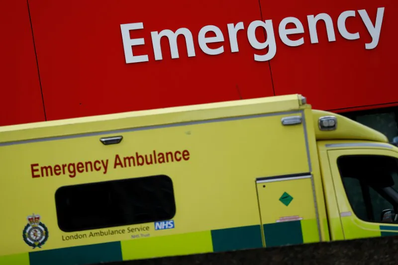 Ambulance waits outside a hospital.(Stefan Wermuth/Reuters)
