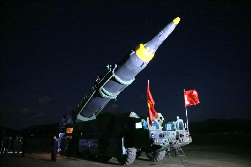 North Korean leader Kim Jong Un inspects the long-range strategic ballistic rocket Hwasong-12 (Mars-12) in this undated photo released by North Korea's Korean Central News Agency (KCNA) on May 15, 2017. (KCNA via REUTERS)