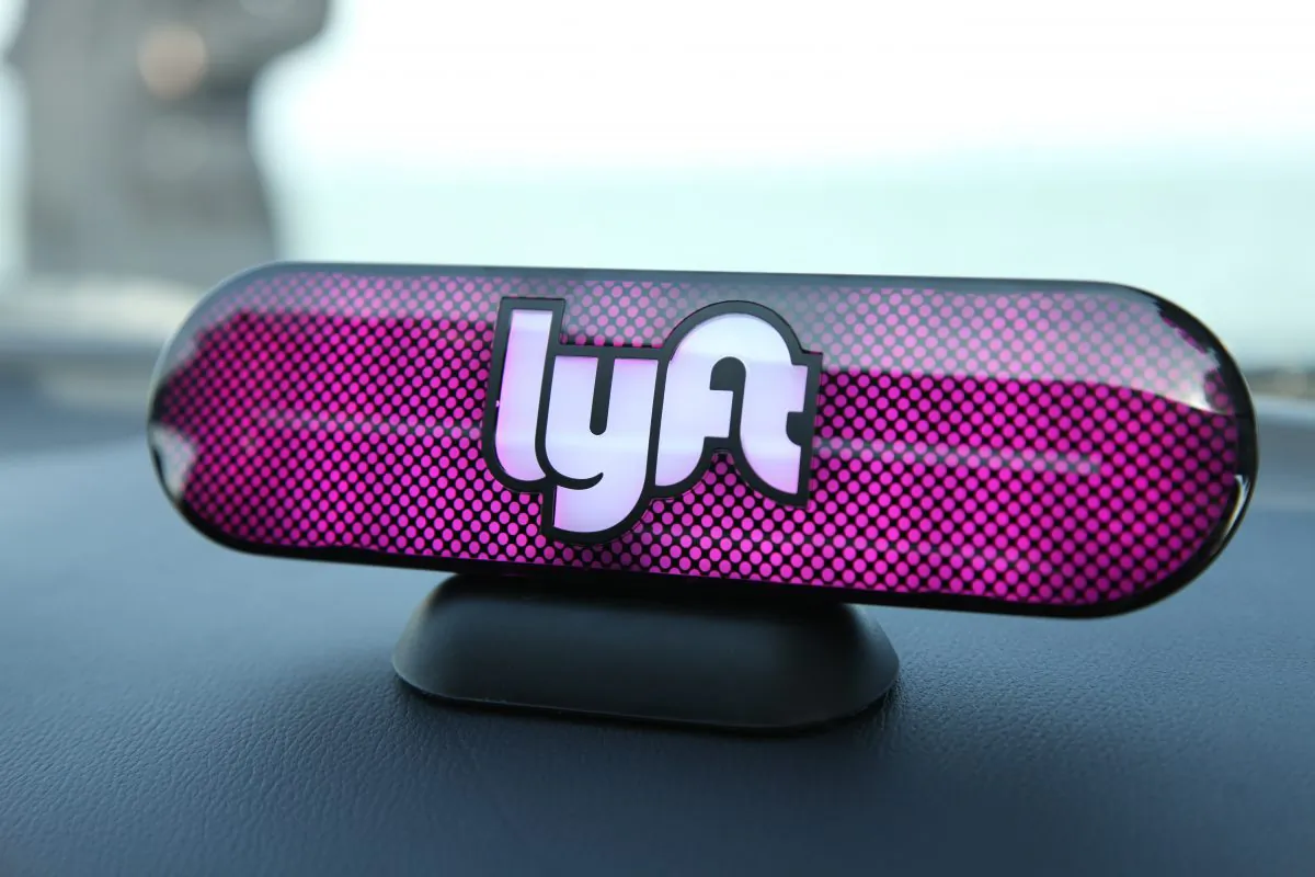 An Amp sits on the dashboard of a Lyft driver's car in a file photo. (Kelly Sullivan/Getty Images for Lyft)
