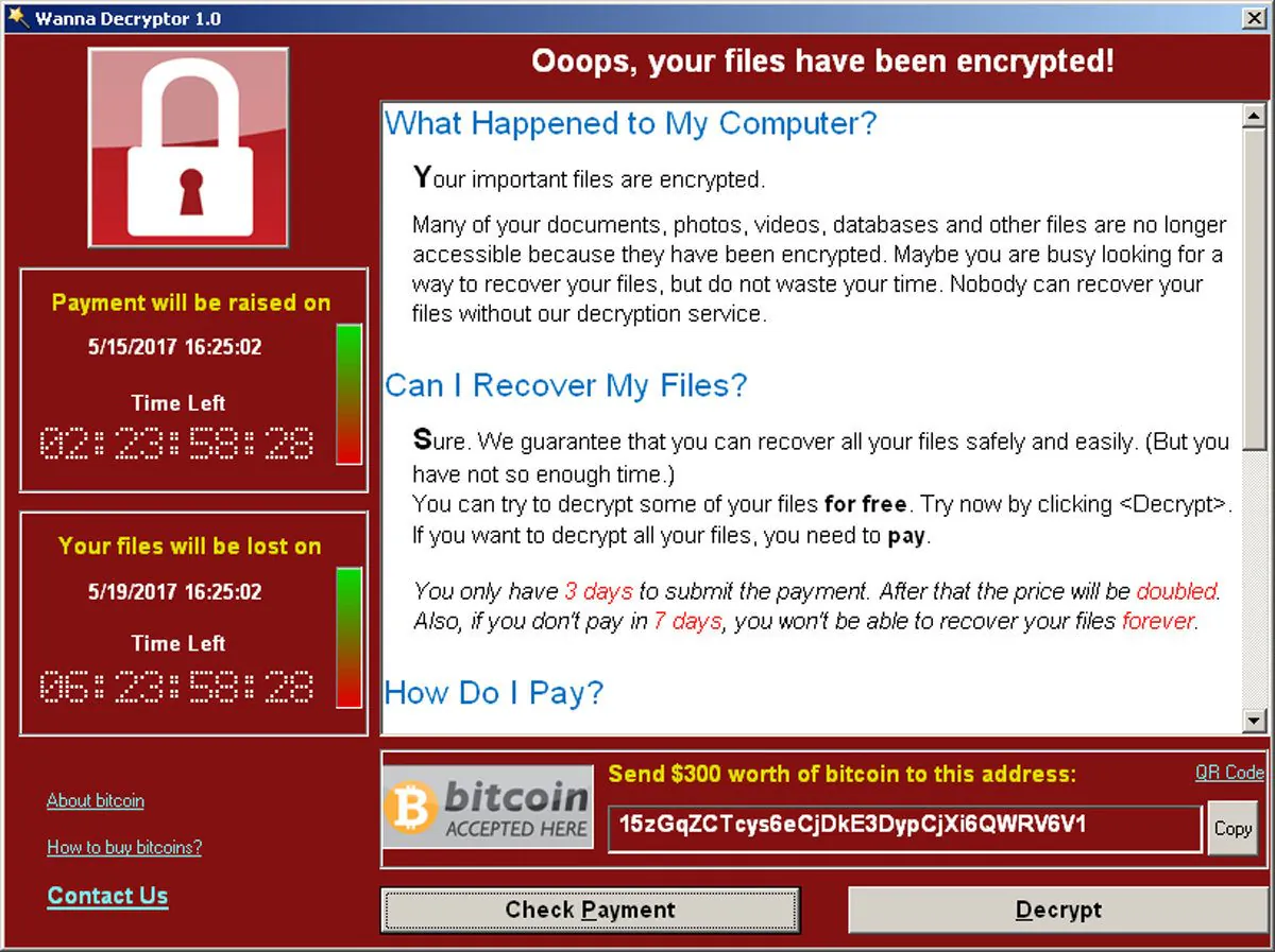 A screenshot shows a WannaCry ransomware demand, provided by cyber security firm Symantec, in Mountain View, Calif., on May 15, 2017. (Courtesy of Symantec/Handout via Reuters)