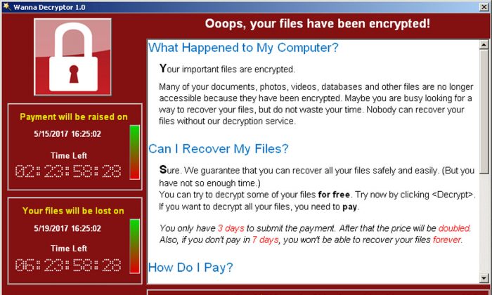 A screenshot shows a WannaCry ransomware demand, provided by cyber security firm Symantec, in  Mountain View, Calif., on May 15, 2017. (Courtesy of Symantec/Handout via Reuters)