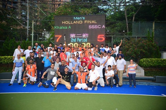 Khalsa-A and friends celebrate after winning the 2016-17 Holland Cup at King's Park on Sunday May 14, 2017. (Eddie So)