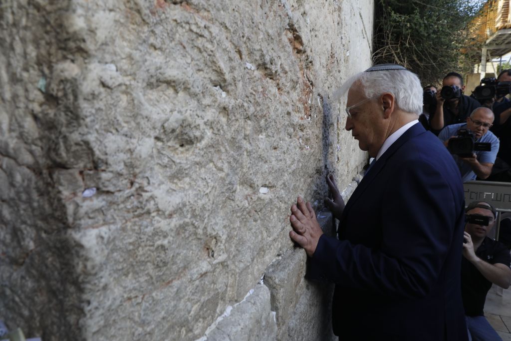 New US ambassador to Israel David Friedman prays at the Western Wall, the holiest site where Jews can pray, in the old city of Jerusalem on May 15, 2017. (MENAHEM KAHANA/AFP/Getty Images)