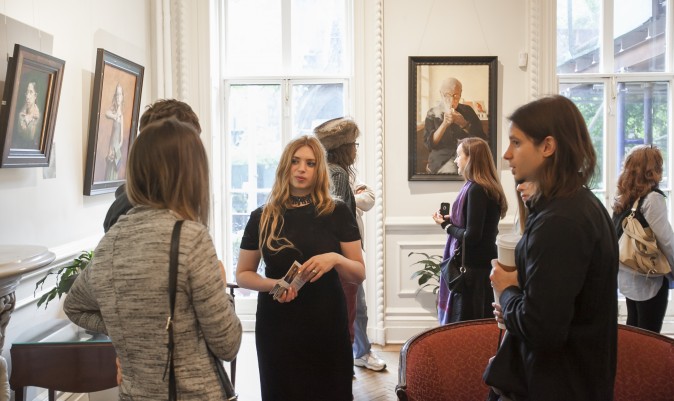 Kara Lysandra Ross, Director of Operations of Art Renewal Center, at the VIP reception of 12th International ARC Salon Exhibition at the Salmagundi Club in Manhatan, New York, on May 12, 2017. (Milene Fernandez/The Epoch Times)