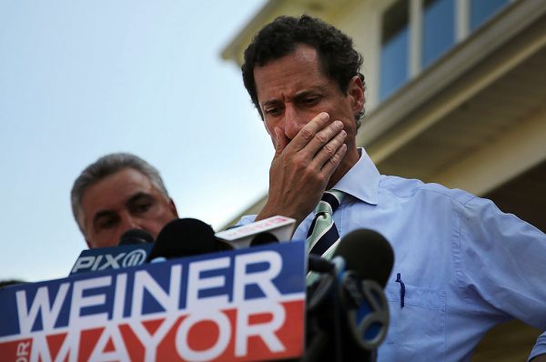 Anthony Weiner speaking with reporters