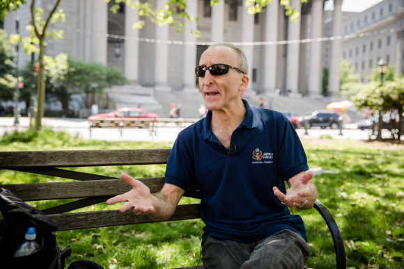 Retired FBI agent Marc Ruskin at the Thomas Paine Park in New York on May 19, 2017. (Benjamin Chasteen/The Epoch Times)