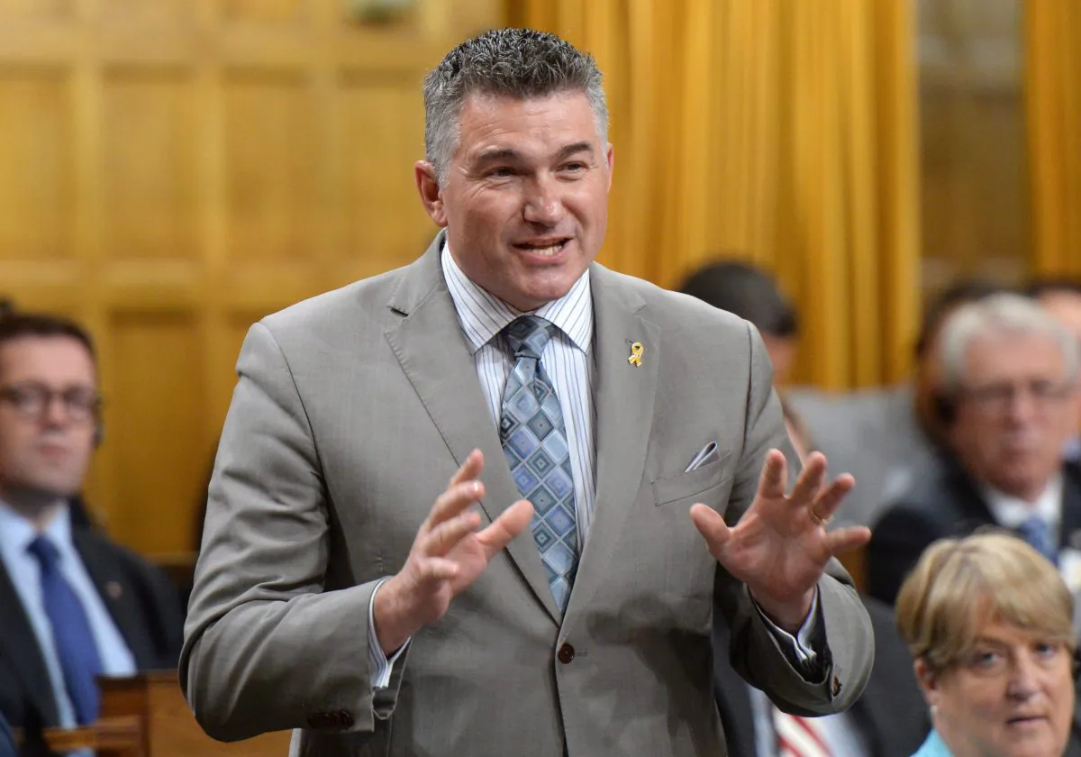 Conservative MP James Bezan speaks during question period in the House of Commons in a file photo. Bezan is urging the federal government to apply Canada's Sergei Magnitsky Law to sanction 14 Chinese human rights violators.(The Canadian Press/Sean Kilpatrick)